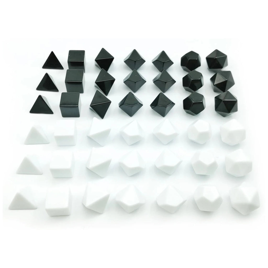 7 Pcs Set of Black White Blank D20 D12 D10 D8 D6 D4 Polyhedral Dice Kit for Kids DIY Engrave Print for Party Board Game DND TRPG