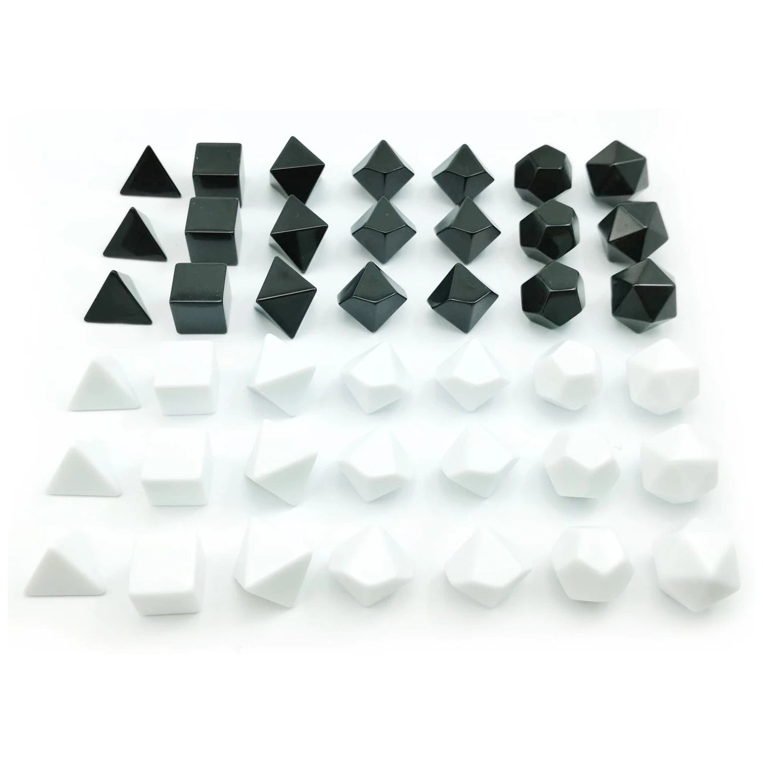 7 Pcs Set of Black White Blank D20 D12 D10 D8 D6 D4 Polyhedral Dice Kit for Kids DIY Engrave Print for Party Board Game DND TRPG