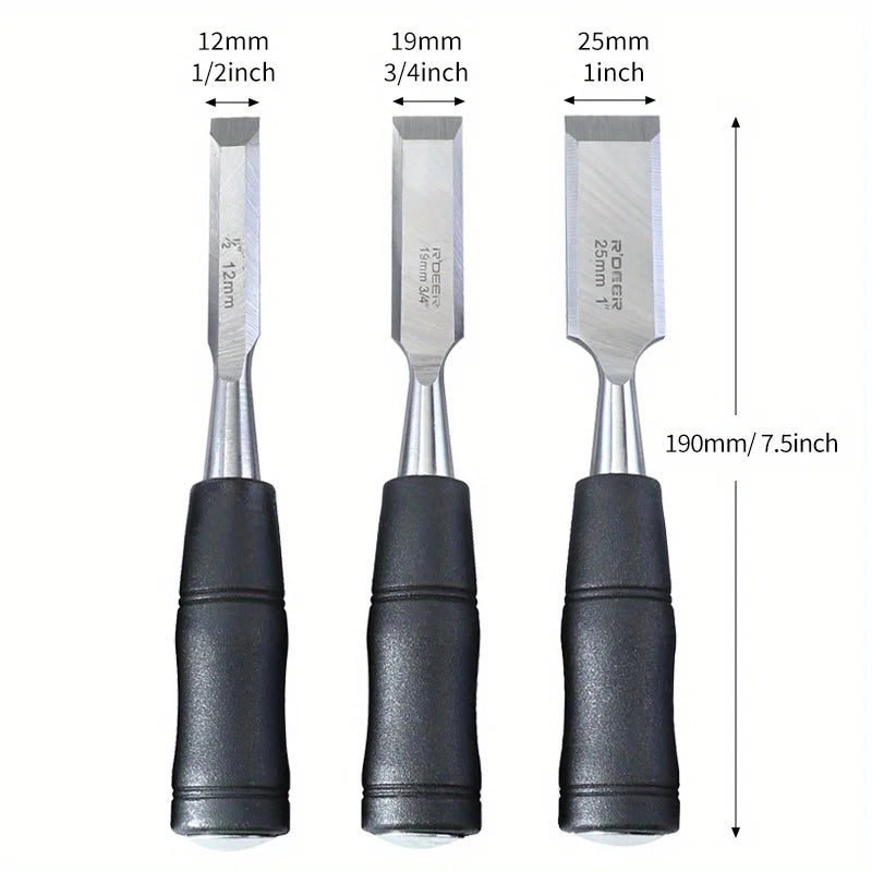 1PC Wood Chisel 7.5 Inch Carbon Steel Mn65# Chisel with Hammer End and Anti-Slip Handle Carpentry Tools for Woodworking