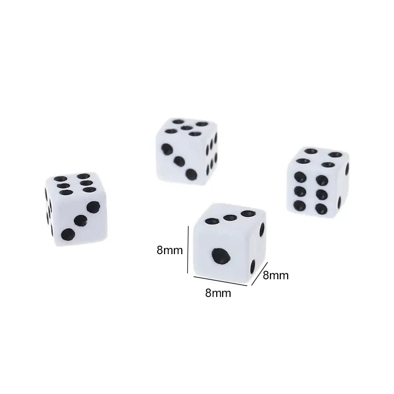 100pcs/lot 8mm Mini 6-sided Dice Acrylic for Party Leisure And Entertainment Gambling Props Chessboard Game Accessories TMZ