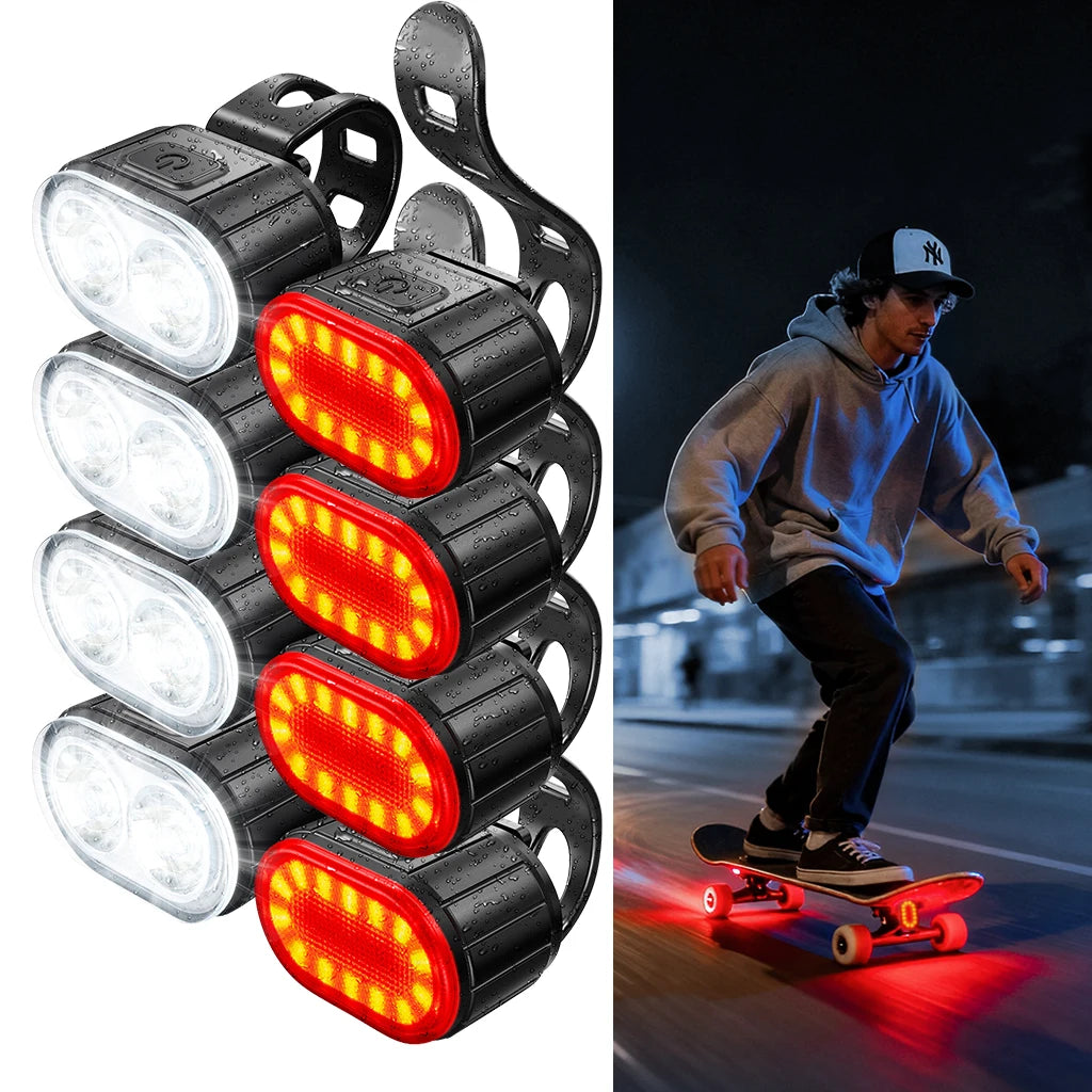Cycling Bicycle Front Rear Light Set Bike Rechargeable Headlight Light MTB Waterproof Taillight LED Lantern Bicycle Accessories