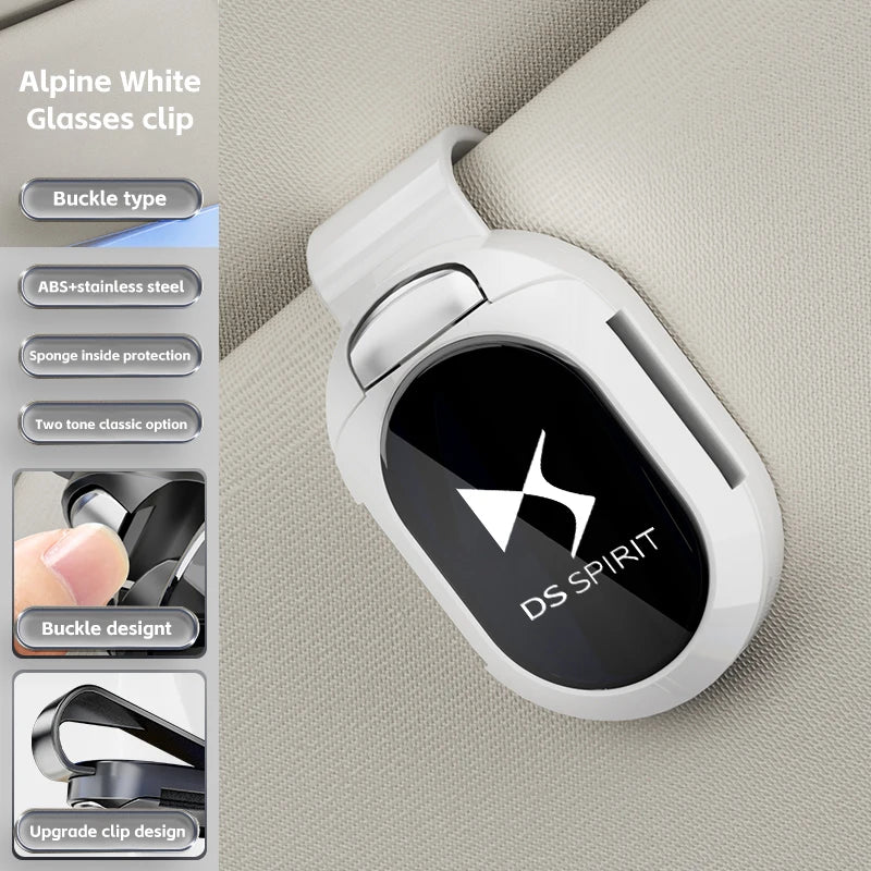Car Glasses Clip Suede Sun Visor Sunglasses Holder Storage Clip For DS SPIRIT DS3 DS4 DS5 5LS DS6 DS7 WILD RUBIS Accessories