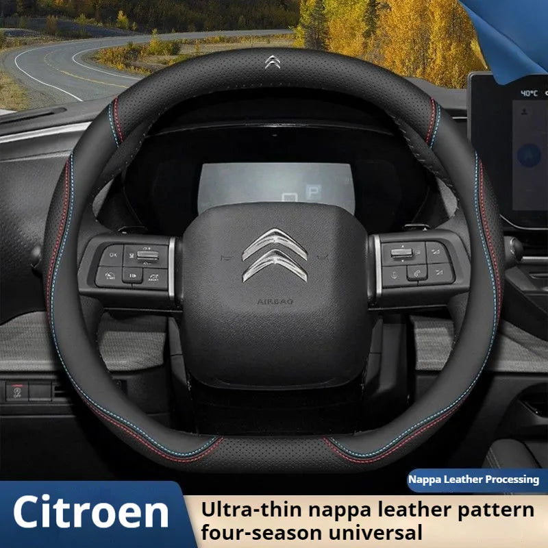 For Citroen C4X C5X C3 C5 Aircross e-Berlingo C4 2021 2022 2023 Nappa Leather Car Steering Wheel Cover Auto Interior Accessories