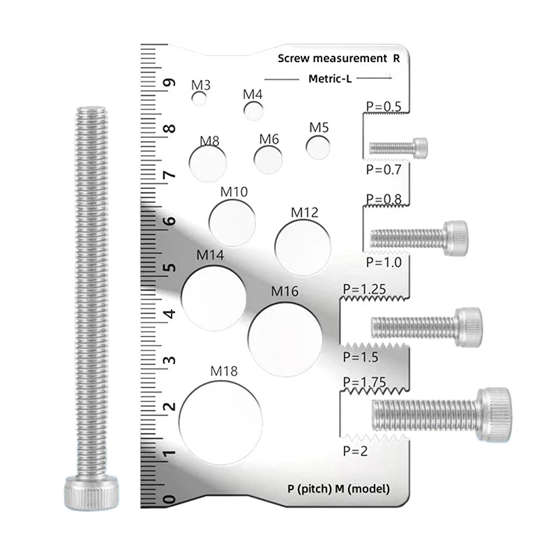 5.7*10cm Screw Measurement Ruler Stainless Steel Caliper Metric Gauge For Measuring Screw Pitch Bit Bolt Nut Screw