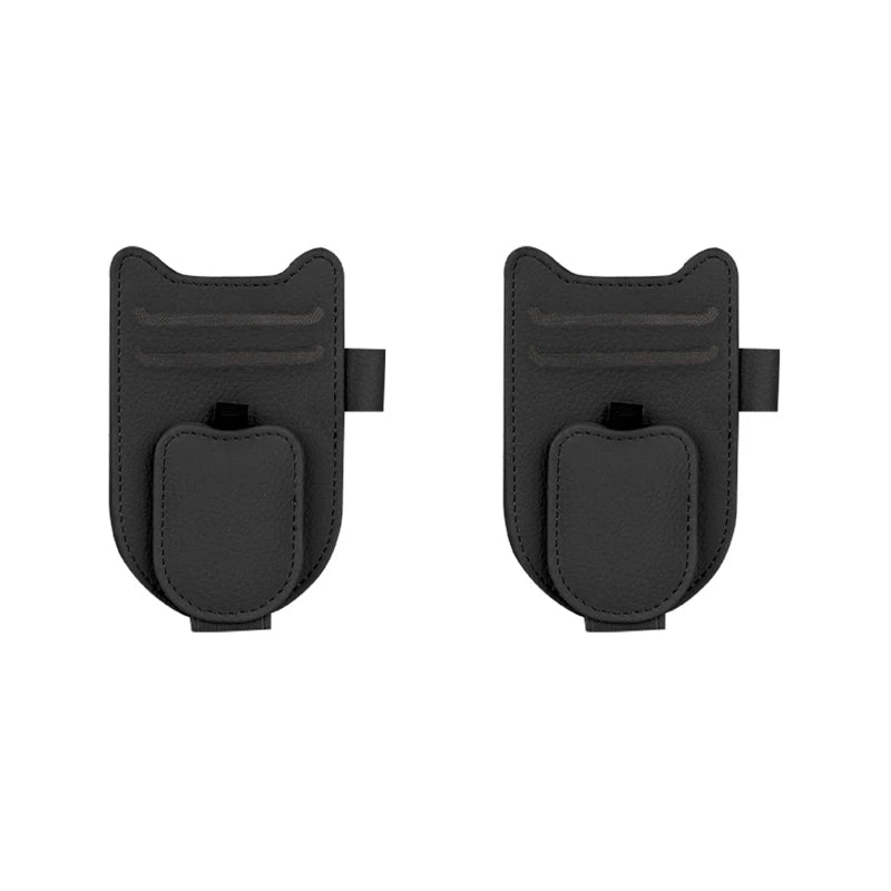 Car Sun Visor Glasses Holder Magnetic Eyeglasses Hanger Clip Luxury Leatherette Car Sunglasses Holder Mount Universal