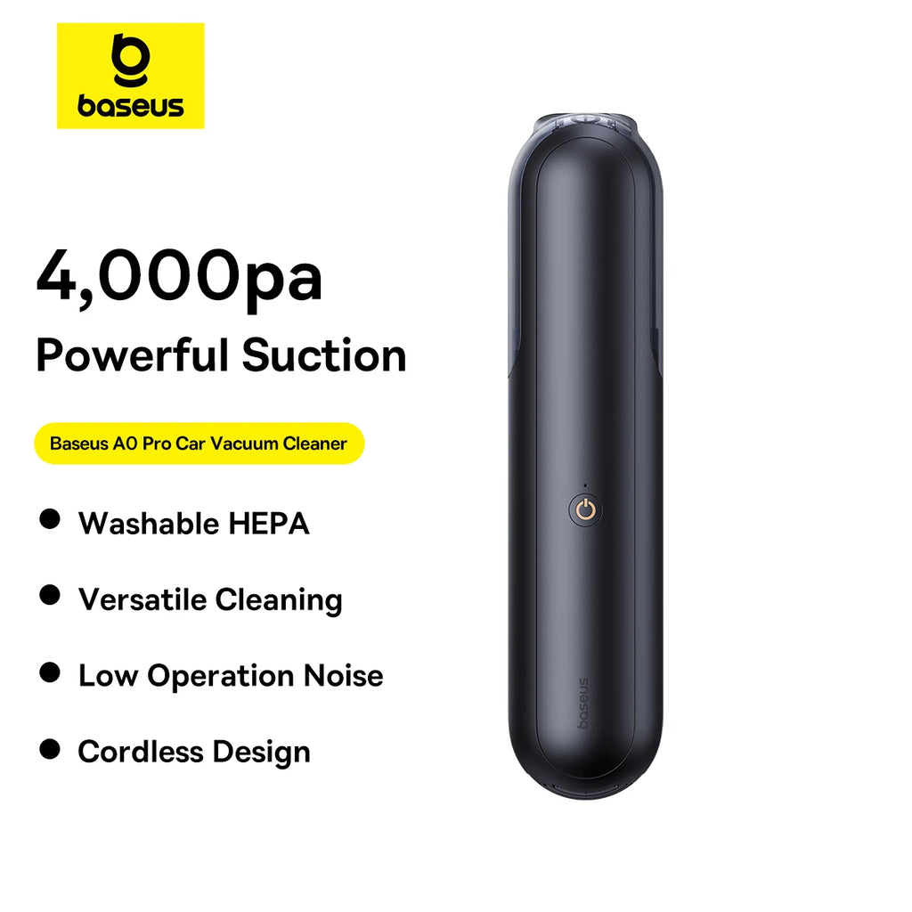Baseus A0 Pro Car Vacuum Cleaner 4000Pa Portable Wireless Car Filter Powerful Suction Handheld For Automotive Home PC Cleaning