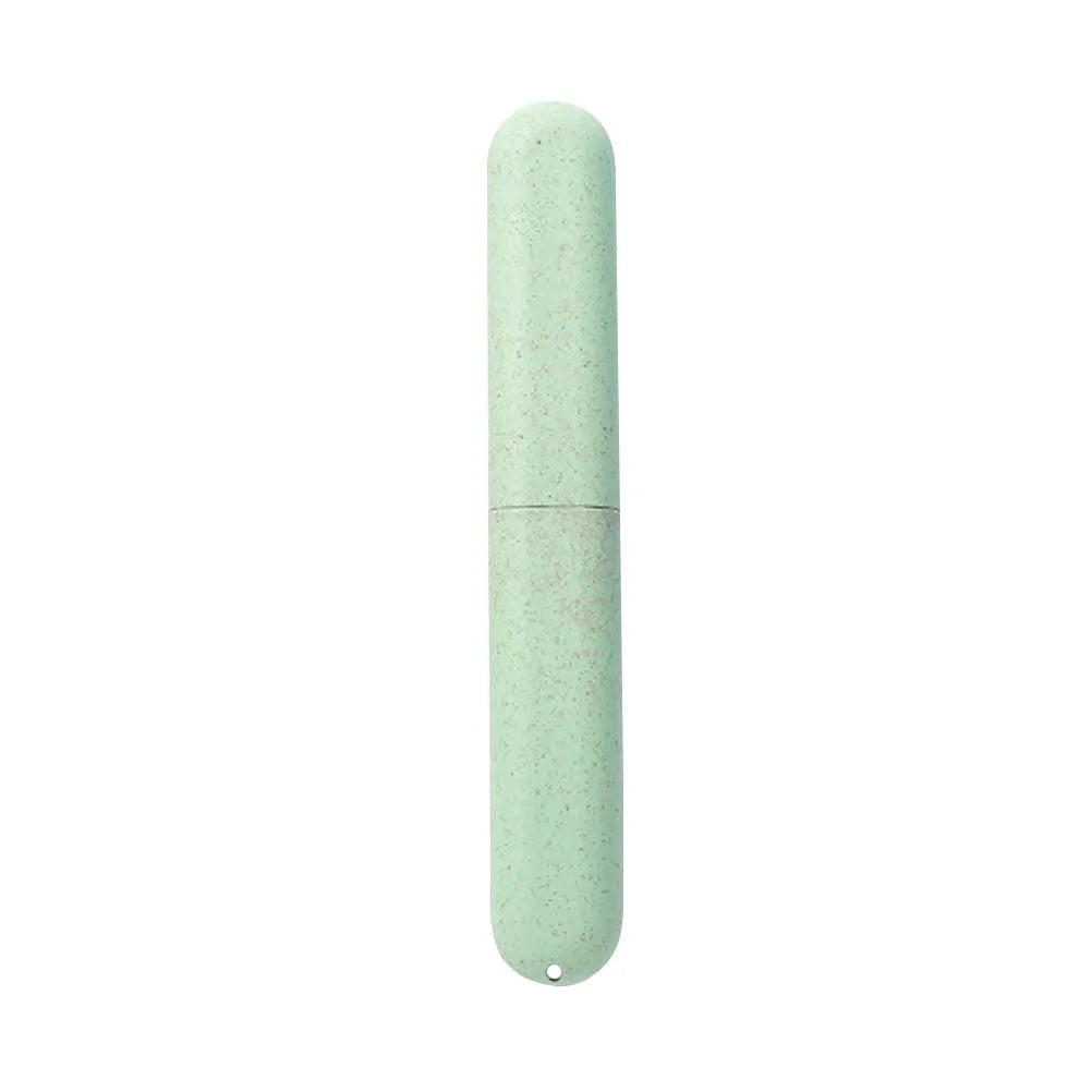 Portable Creative Toothbrush Box Retractable Toothbrush Storage Box Holder for Travel Hiking Camping (Green)