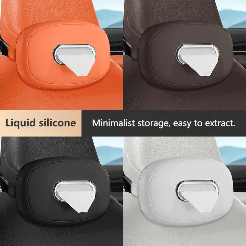 Car Silicone Tissue Box Soft Washable Car Center Console Armrest Napkin Holder Sun Visor Rear Seat Tissue Box with Fixing Strap