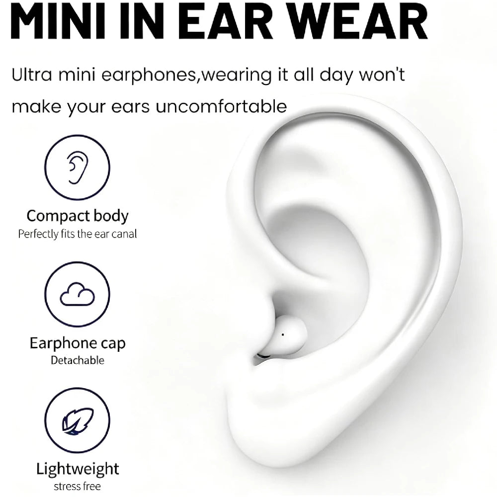 1Set Mini Invisible Sleep Wireless Earbuds True Wireless TWS Bluetooth 5.3 Earphones Comfort Side Sleep In-ear Headphones Touch