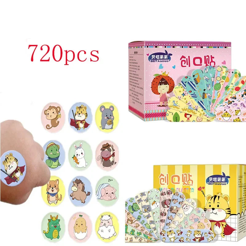 120pcs/set Round Strip Shape Band Aid First Aid Wound Plaster Skin Dressing Patch for Children Adults Adhesive Bandages Kawaii