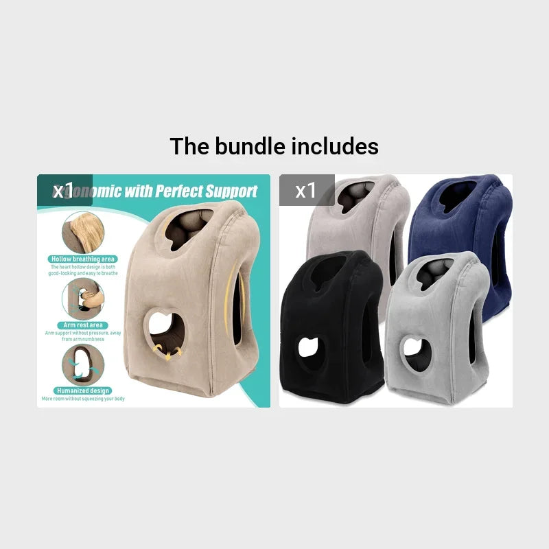 Inflatable Travel Pillow - Patented Valve Design, Adjustable Neck & Head Support | Lightweight Mid-Hardness, Ergonomic Air Pillow for Flights, Cars, Trains, Office Breaks | Multi-Color, Comfortable Material (Aircraft/Travel A