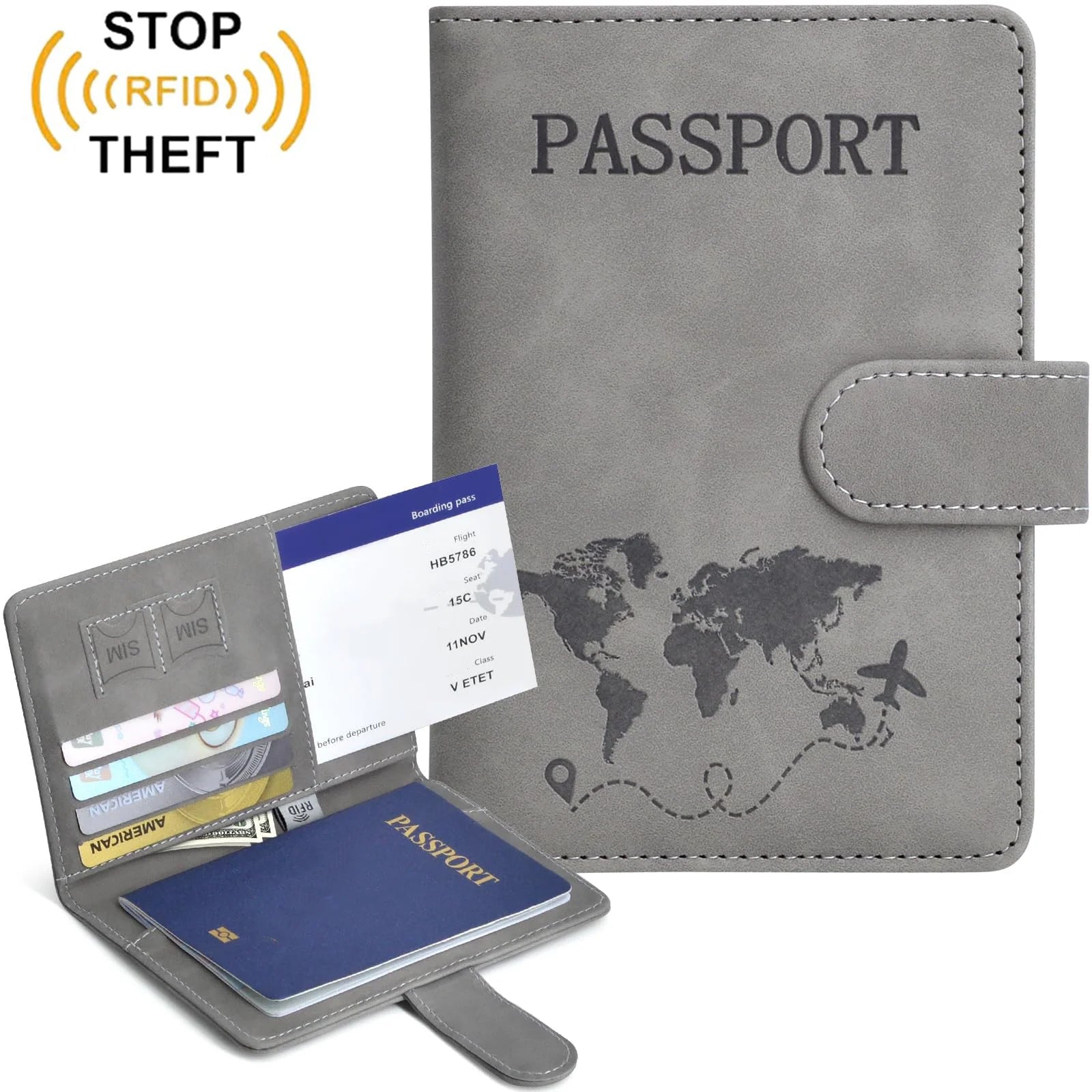 Passport Holder for Men Women RFID Blocking Passport Book Protector Slot Travel Document Organizer