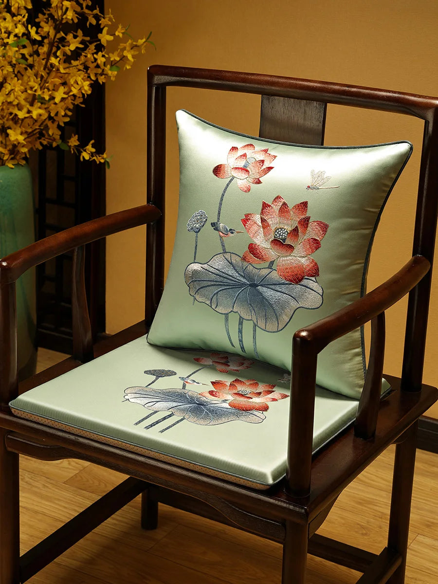 New Chinese-style Foam Chair Cushions Rosewood Sofa Cushion Cover Home Sponge Seat Cushions Embroidered Anti-slip Chair Cushions