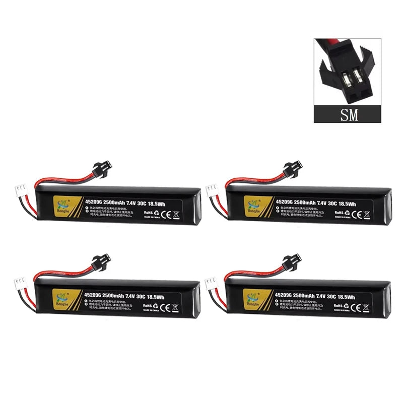 7.4V 2500mAh Lipo Battery Split Connection for Water Gun 2S 7.4V Battery for Mini Airsoft BB Air Pistol Electric Toys Guns Parts