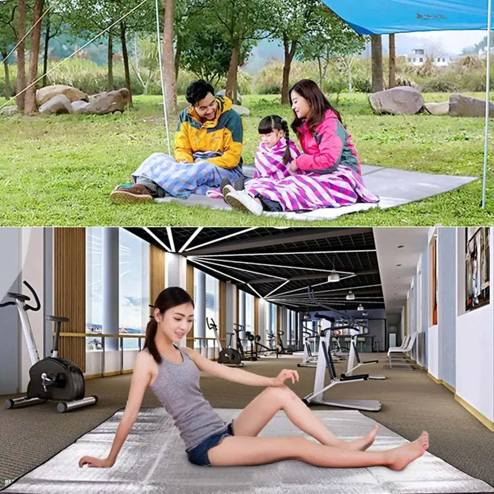 Camping Mat Foam Foil Blanket Aluminum Insulation Foam Foil Mat Sleeping Pad Thermal Outdoor Tent Footprint Reflecting Heat