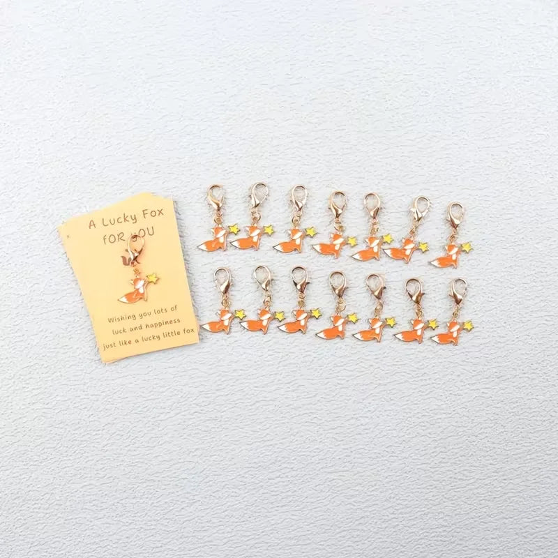 0 Piece/15 Pieces of Lucky Charms, Cute Fox Keychain Set, Comes with a Lucky Story Card, Suitable for New Year, Housewarming, Birthday Wishes, and Other Occasions