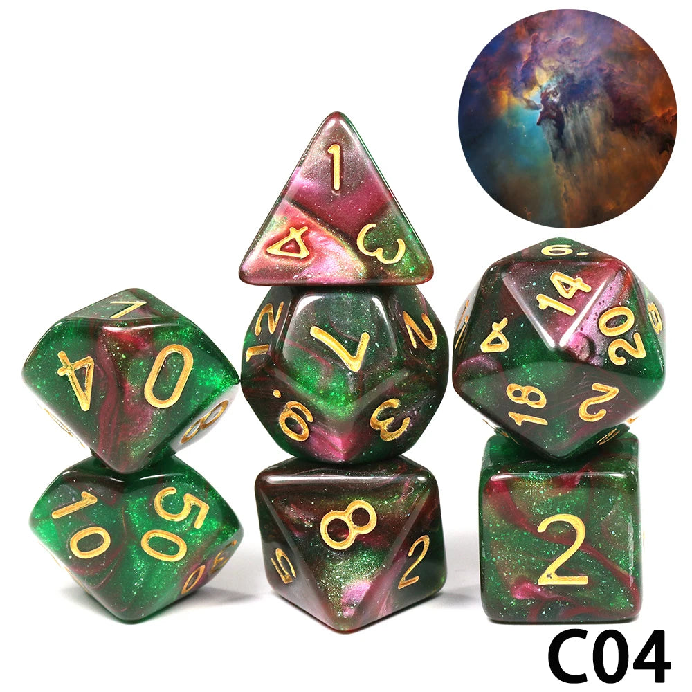 Polyhedral Dice TRPG DNDGame Games 7Pcs/Set D4 D6 D8 D10 D12 D20 Multi Sides for Board Game