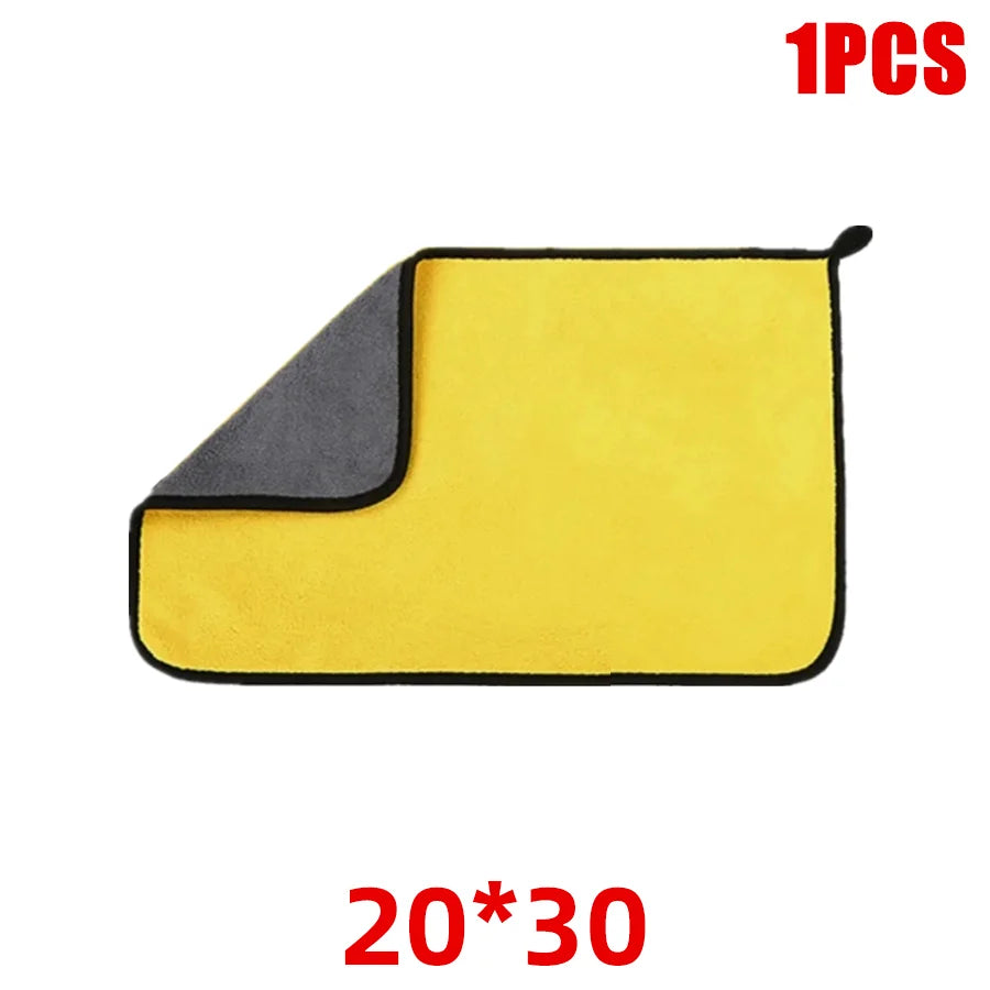 1/2/6pcs Microfiber Cleaning Towel Thicken Soft Drying Cloth Car Body Washing Towels Double Layer Car Cleaning Drying Cloth