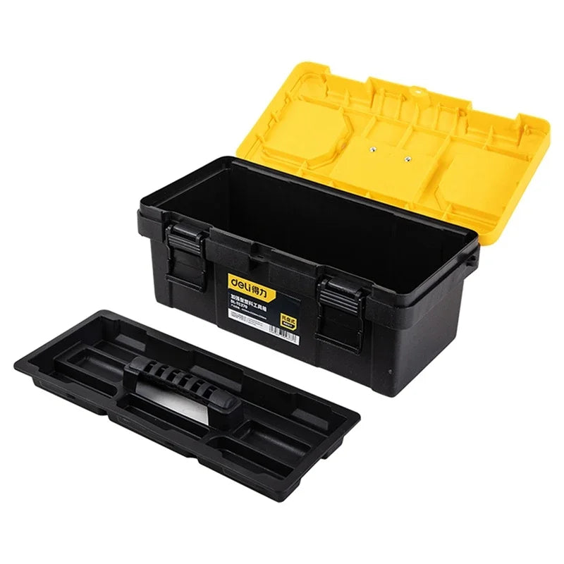 Deli Multiple Styles Household Multifunction Tool Box Double Layer Compartment Storage Organizer Toolbox for Hardware Tools Case