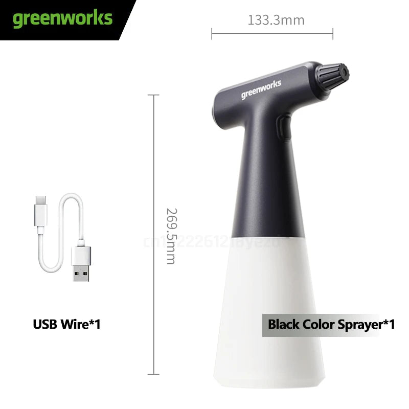 Greenworks Rechargeable Electric Spray Bottle Battery Powered Automatic Plant Mister Indoor Watering Can for Home Garden