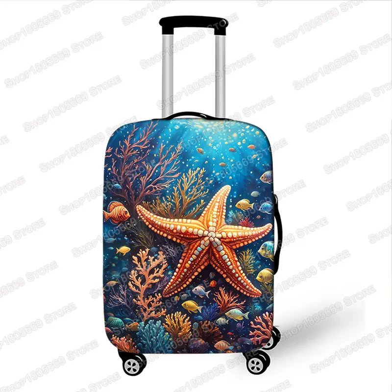 18-32 Inch Dolphin / Turtle / Octopus/ Starfish Pattern Luggage Cover Ocean Animal Suitcase Protective Covers Travel Accessories
