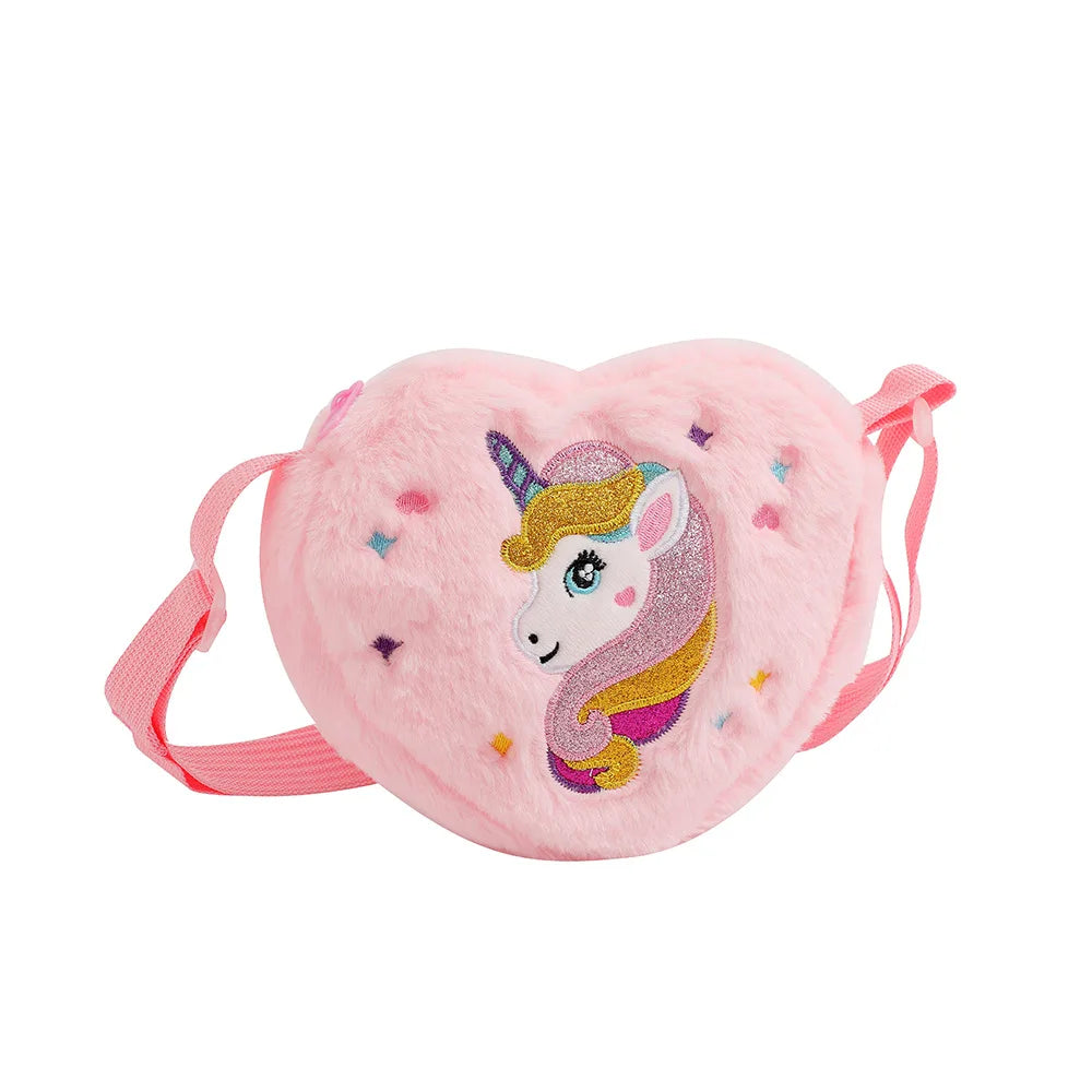 Kawaii Plush Crossbody Bag with Adjustable Shoulder Strap Cute Fluffy Unicorn Shoulder Purses Unique Handbag Tote with Zipper