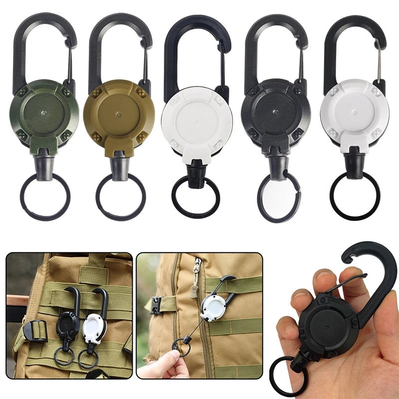 Double Headed Automatic Retractable Keychain Camping Hiking Supplies Anti-theft Elastic Keychain Carabiner Buckles 땡처리 캠핑용품