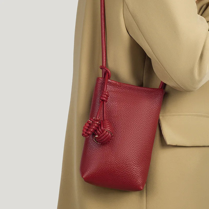Genuine leather phone bag, versatile crossbody small bag, shoulder bag, simple and stylish phone bag for women,fresh and elegant