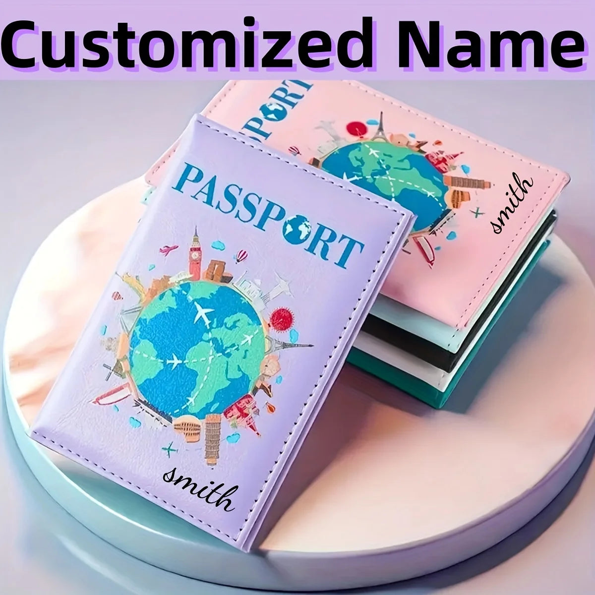 Custom Passport Holder, Premium Synthetic Passport Wallet - Compact And Foldable, Travel Wallet Featuring a World Map Design