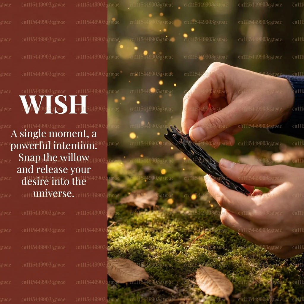 One Wish Willow Stick, 3D Printed Replica Wish-Making Snap Stick with Triangle Box, Breakable Magic Snap Sticks
