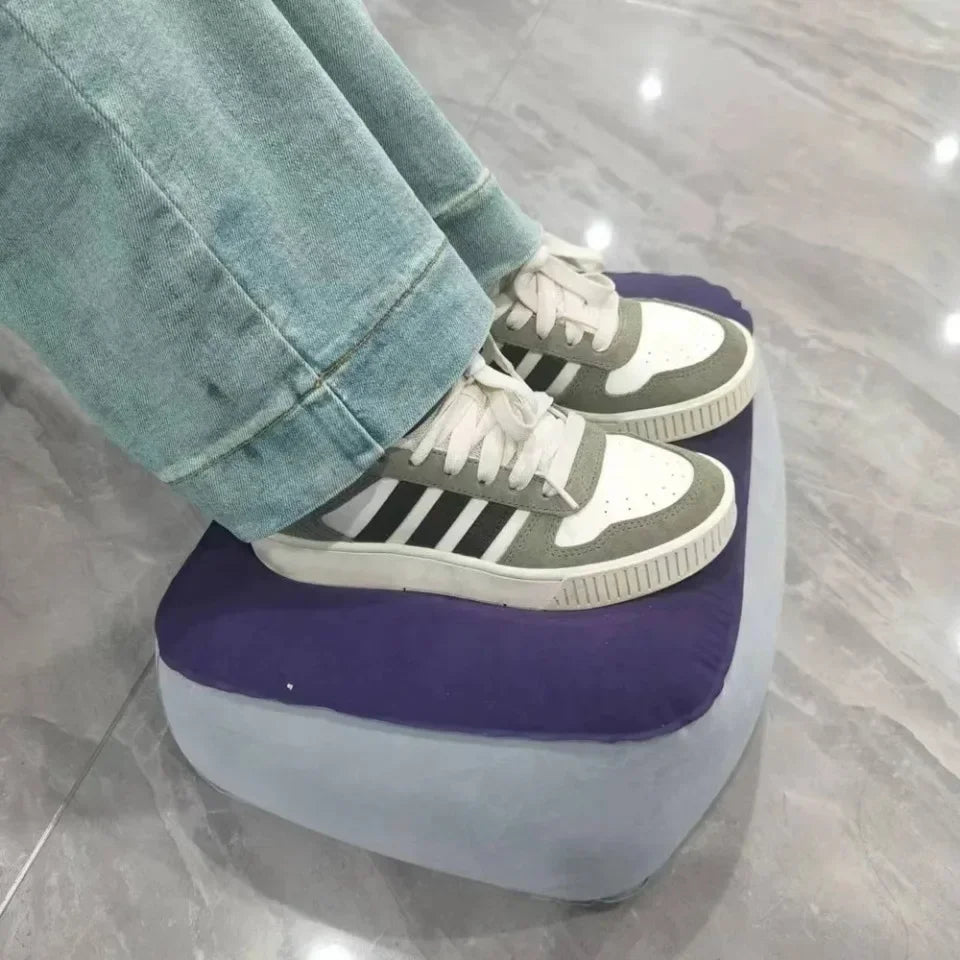 Inflatable PVC Footrest Pillow Air Cushion for Travel Office Home Leg Up Relaxing Foot Rest Under Desk Support