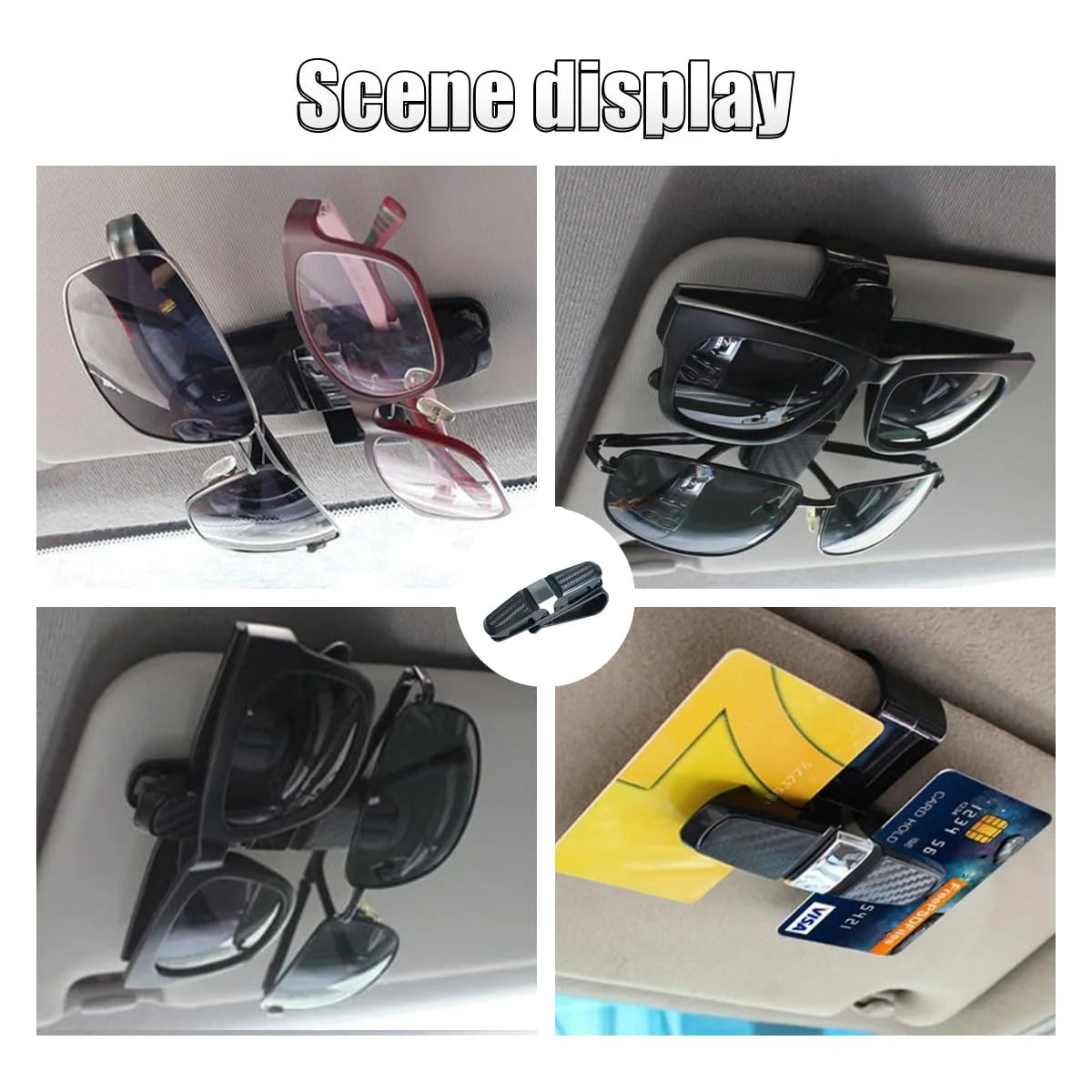 1/2PCS Multi-functional Car Sun Visor Sunglasses Holder, Glasses Clip Card Ticket Eyeglasses Storage Car Interior Accessories