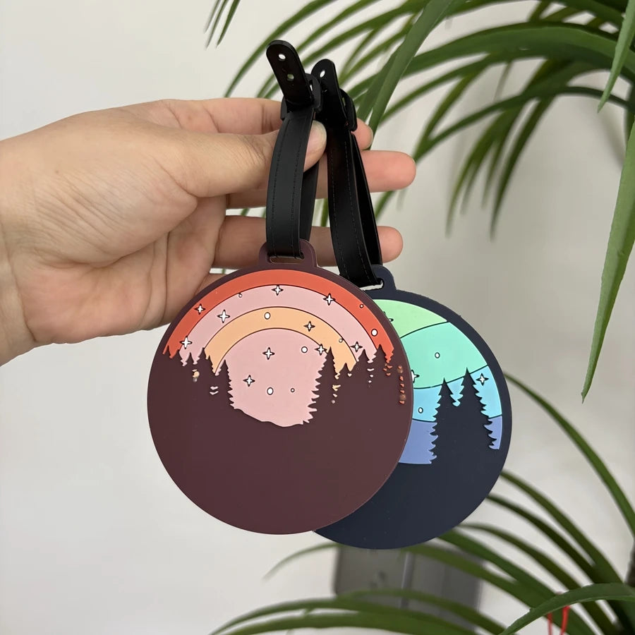 1/2/3/6cs Starry Sky Landscape Luggage Tag Pendant Work Name Tag Business Travel Airport Luggage Anti Loss ID Tag