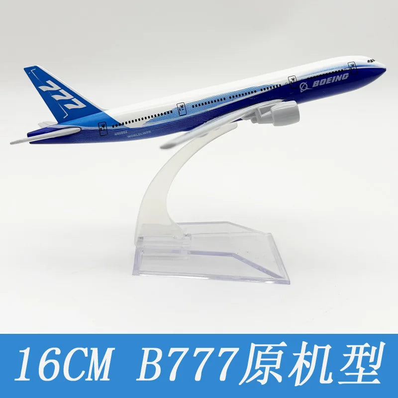 16cm Souvenir Toy Planes B777 Prototype Aviation Replica Metal Diecast Airplane Model With Stand 1/400 Scale Planes Kids Gift