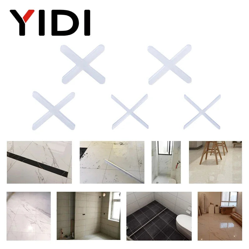 500pcs 1/1.5/2/2.5/3mm Cross Tile Spacer Resuable Plastic Laying Tiler Tool Ceramic Leveling System for Wall Floor Construction