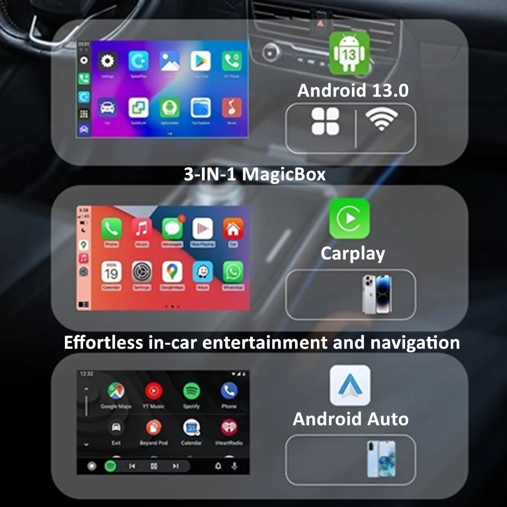 JayCreer 3-in-1 Magic Video Box for Wired Apple Car Play and Android Auto Cars