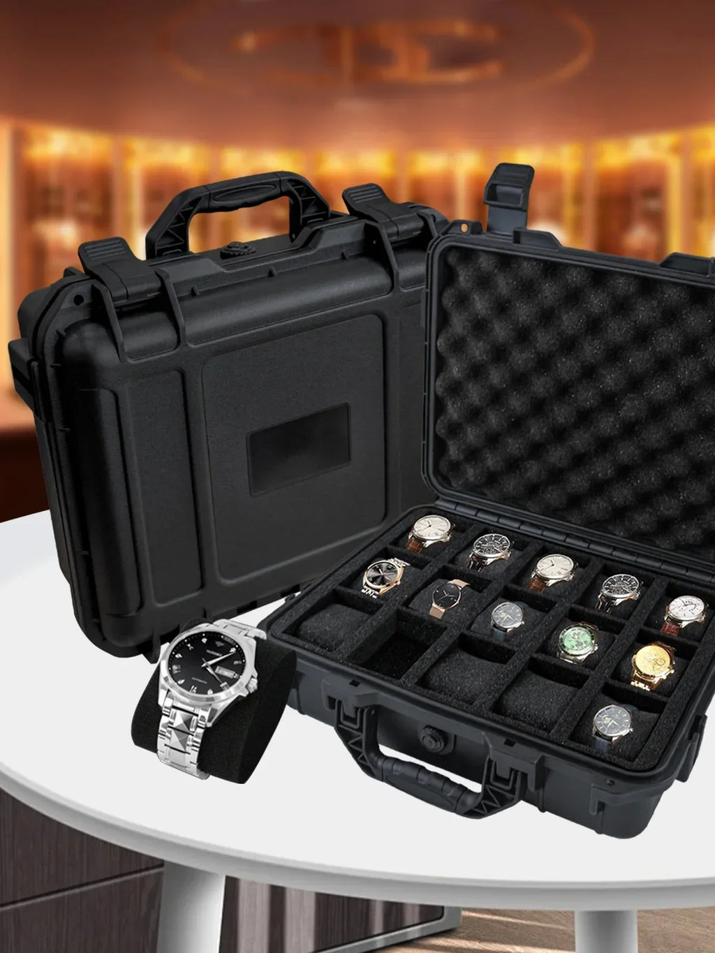 8/10/15 Slots Hard Protective Case with Sponge Waterproof Watch Storage Box  Moisture-Proof Collector Organizer