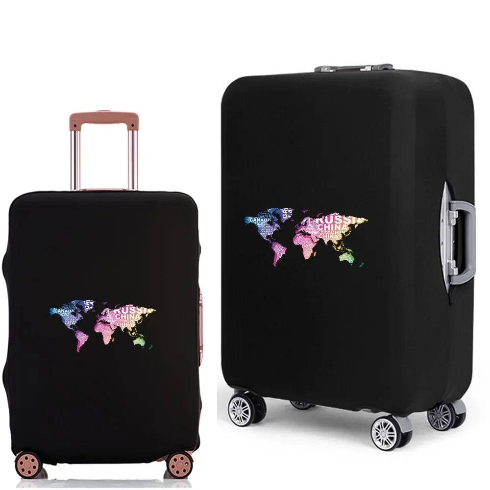 Portable Luggage Protective Cover Travel Pattern Travel Suitcase Cover Elastic Dust Cases for 18 To 28 Inch Travel Trunk Cover
