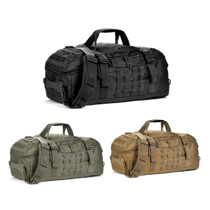 45L Tactical 3 in 1 Camping/Gym/Duffel Shoulder Bag with MOLLE System, Waterproof Fitness & Travel Luggage for Men