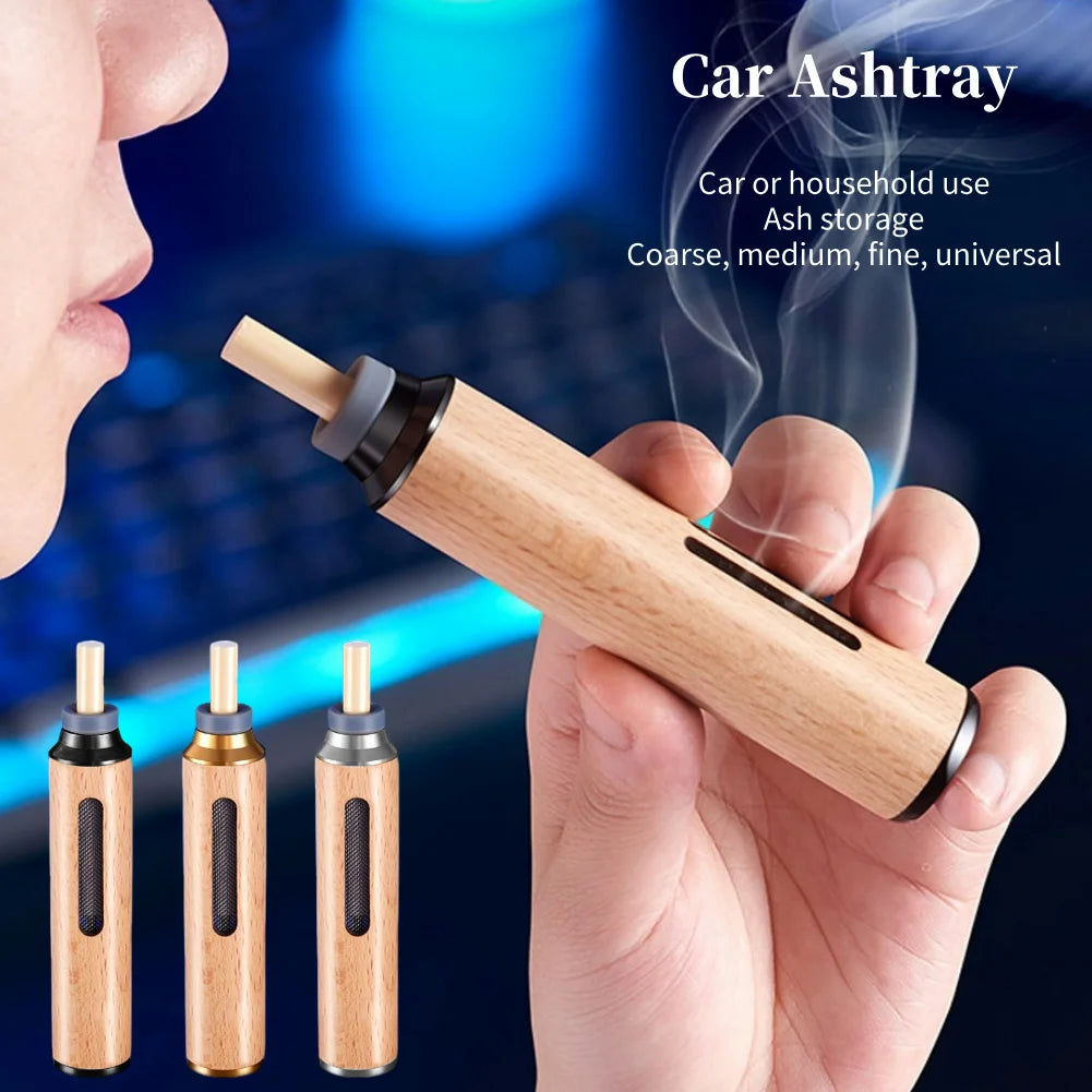 Universal Handheld Car Anti-ash Ashtray Portable Anti Soot-flying Cigarette Holder Wood Cigarette Cover Auto Ashtray Storage