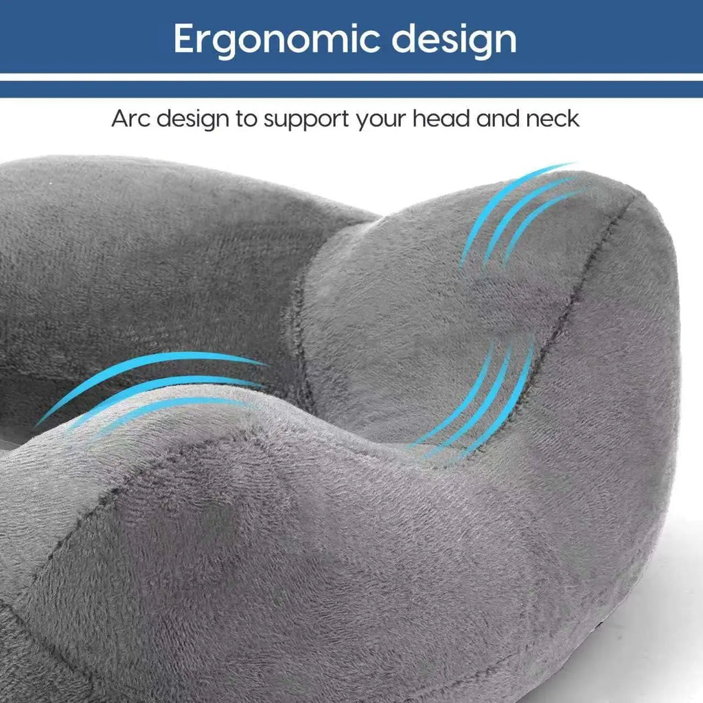 Inflatable Travel Pillow with Soft Velvet Cover & Carry Bag, Neck Support for Airplane, Car, Office & Adult Sleeping