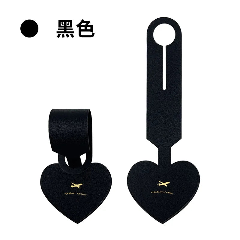 Korean Heart Shaped PU Luggage Tags Women Men Holiday Travel Accessories Suitcase Tag Name ID Address Lable Bag Tags for Luggage