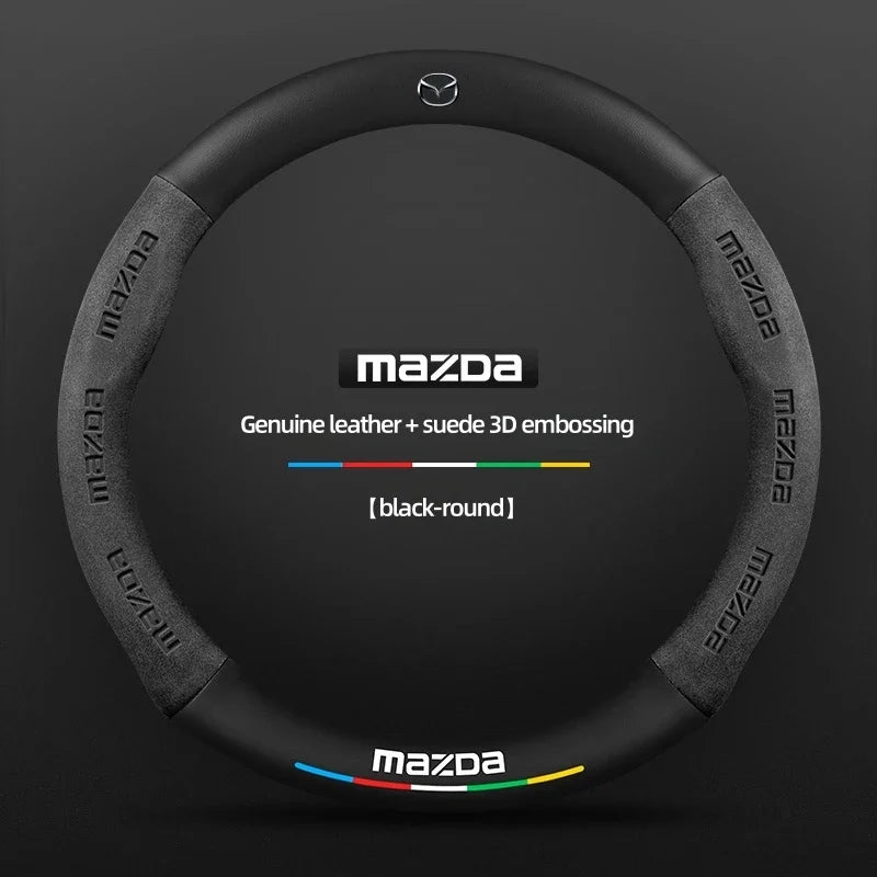 Car Suede Carbon Fiber Leather Steering Wheel Cover For Mazda BT-50 CX-3 CX-4 CX-5 CX-7 CX-9 MX5 Mazda 3 Axela 6 Gh Gj Demio Car