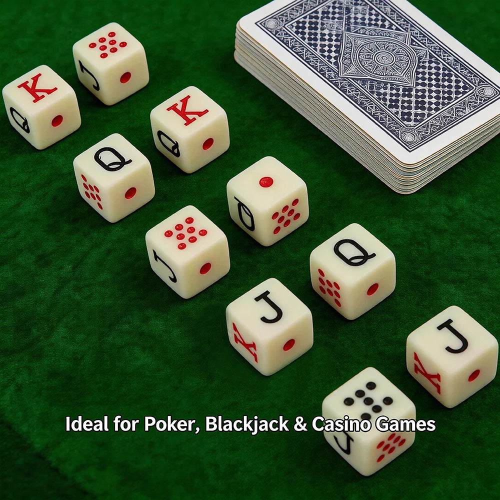 10pcs/set， 20pcs/set 16mm Corner Teeth Square Poker Dices Yellow Acrylic Dices JQK Spanish Dice Table Game