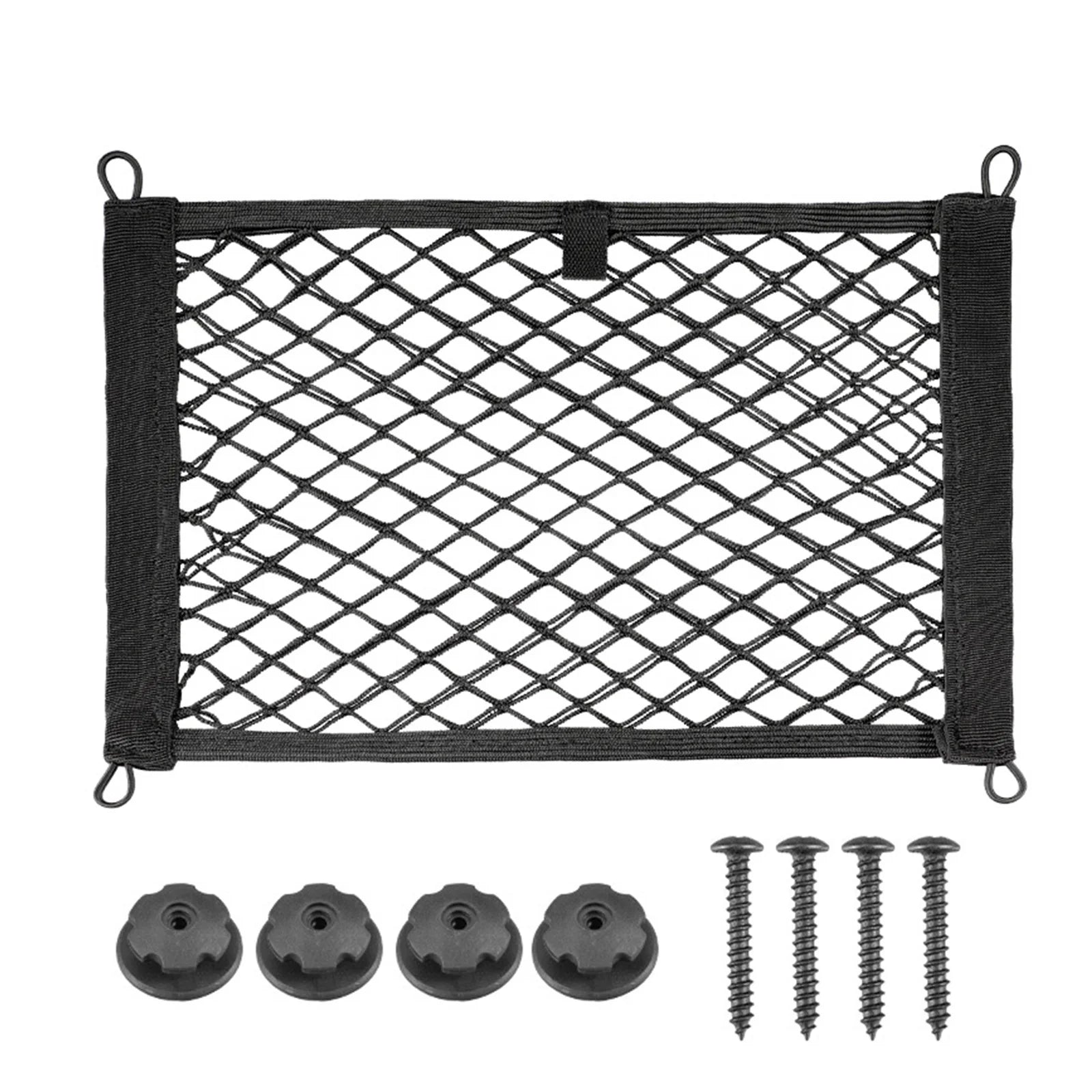 Stretchable Small Cargo Net Pocket Storage Mesh Net Elastic Automotive Cargo Nets Storage Pouch with Mounting Screws and Hooks f