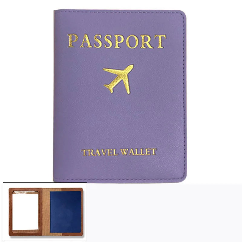 1pcs PU Leather Passport Cover Holder Women Men Passport Cover Flight Ticket Clip Multifunctional Passport Wallet Id Holder Case