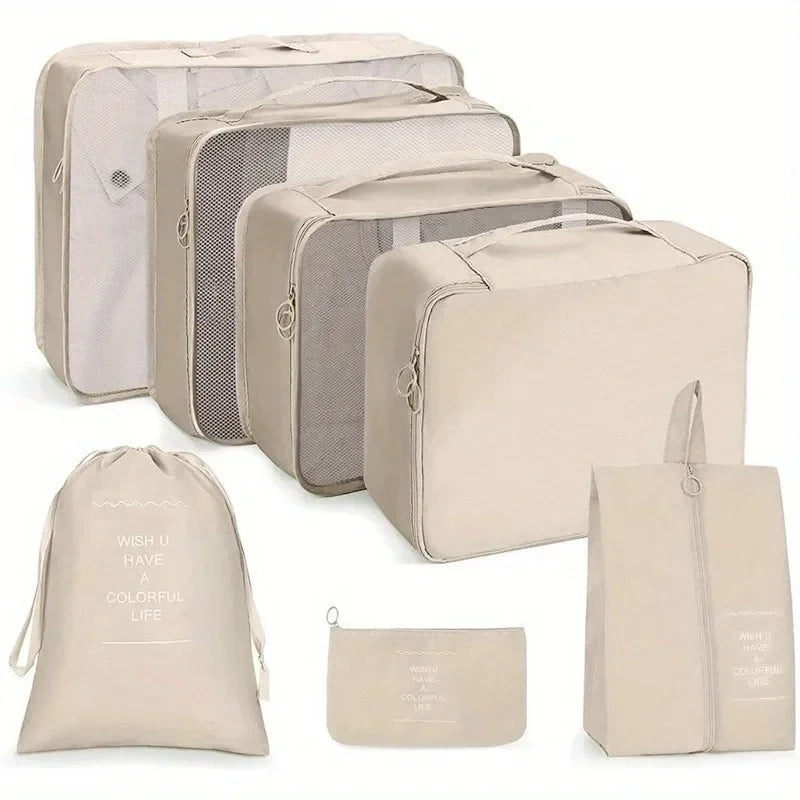 7Pcs Travel Organizer Storage Bags Suitcase Packing Cubes Set Cases Portable Luggage Clothes Shoe Tidy Pouch Folding