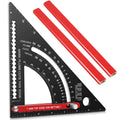 7'' Woodworking Triangle Ruler Aluminum Alloy Rafter Square Adjustable Triangle Ruler with Pencil for Measuring Woodworking Tool