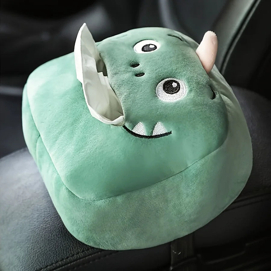 1Pc Cute Cartoon Plush Tissue Storage Bag Hanging Tissue Box for Car Seat Back Armrest Sun Visor Interior Decor Accessory Friend