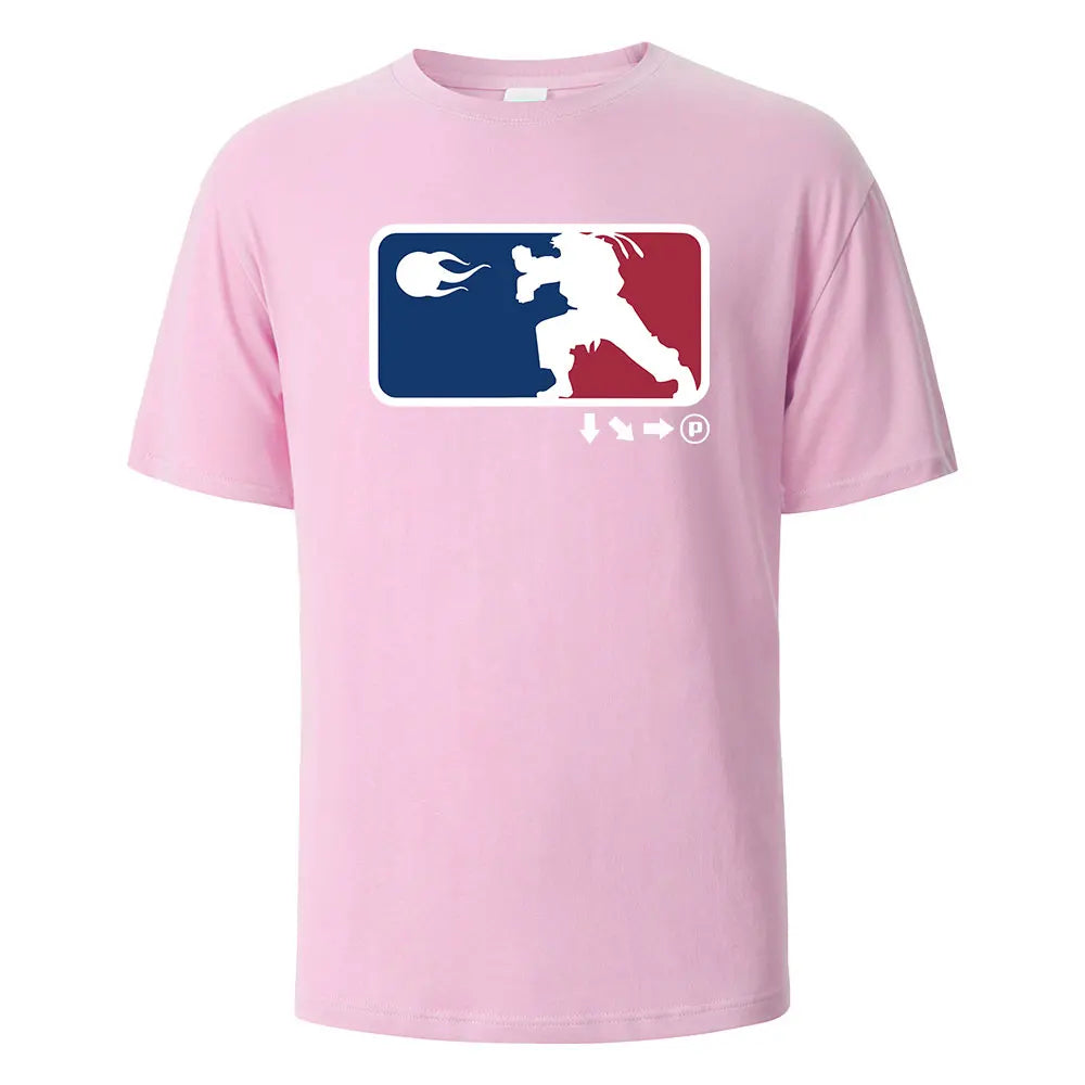 Game Player Printing T-shirt For Men Wowen 100% Cotton Summer Breathable Tops O-neck Oversize Tees Short-Steeved Men's Clothing